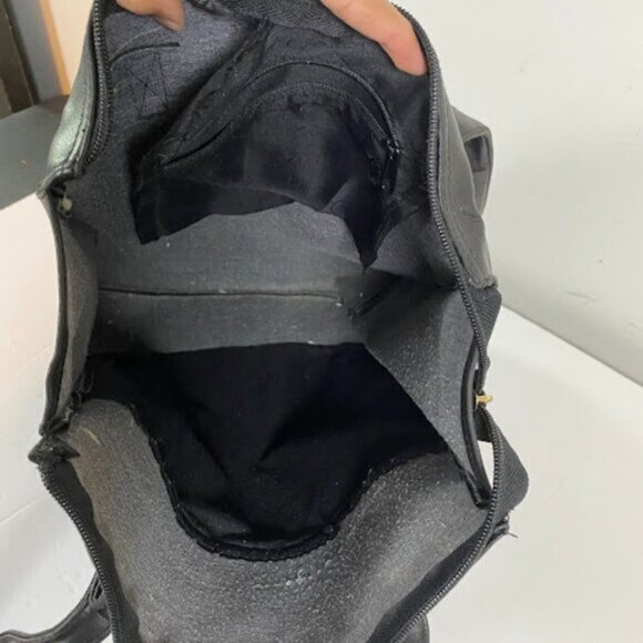 Minimalist Women's Black Faux Leather Shoulder Tote Bag Medium - Picture 6 of 8